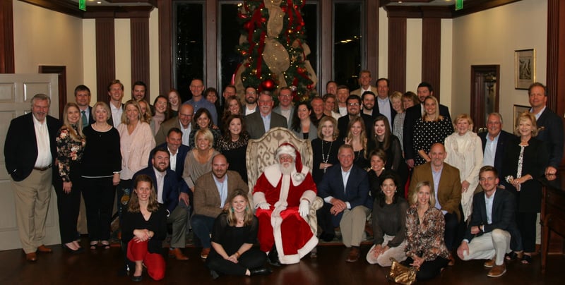 oneascent team at their chrstmas party with santa at greystone golf and county club