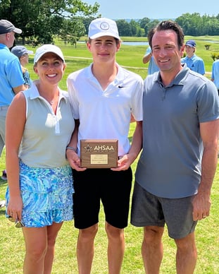 Chase Kyes and his parents - 7A Runner-Up State Champion 2022