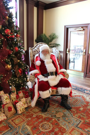 santa brunch at greystone in front of christmas tree